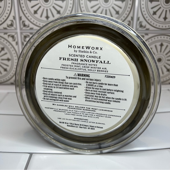 HomeWorx Harry Slatkin SNOWFALL 4 Wick Candle Home Decor 18 oz - NEW - Picture 5 of 5